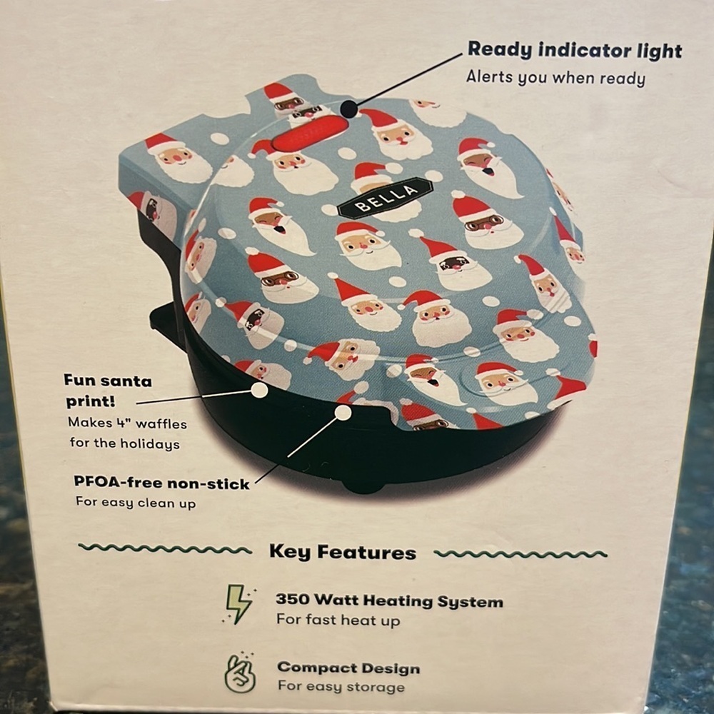 NIB Bella Mini Santa Waffle Maker - Picture 6 of 6